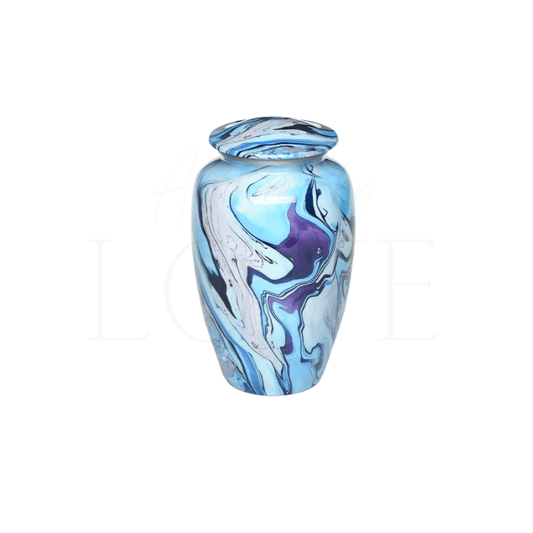 Alloy Classic Cremation Urn Blue and Purple Swirl - Anchored by Love