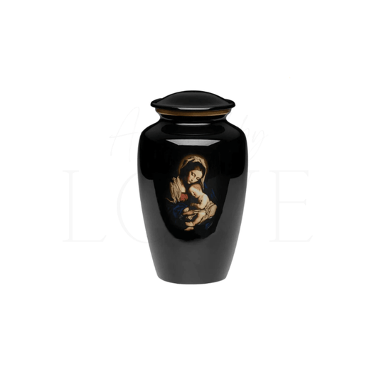 Alloy Spiritual Urn with Mary and Baby Jesus - Anchored by Love