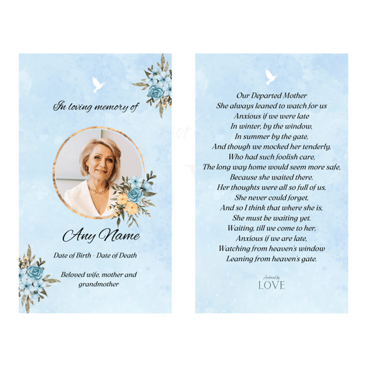 Blue Floral Watercolor Prayer Card - Anchored by Love