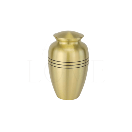 Brushed Brass Urn with Three Rings - Anchored by Love