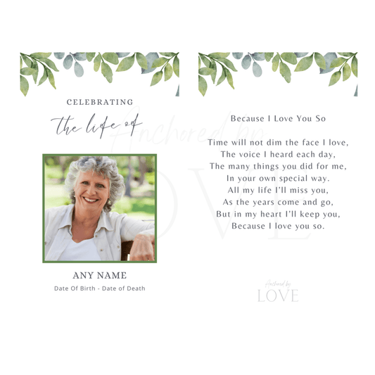 Green Rustic Prayer Card - Anchored by Love