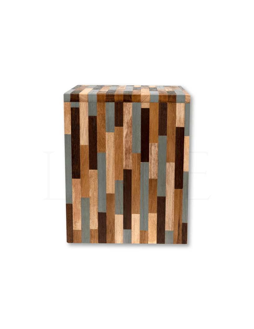 Mosaic Repurposed Traditional Wood Urn - Anchored by Love