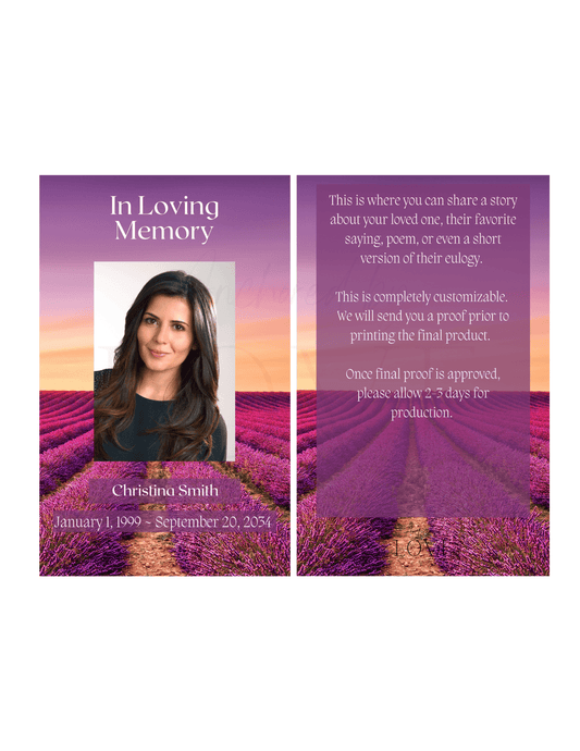 Purple Sunset Memorial Card - Anchored by Love